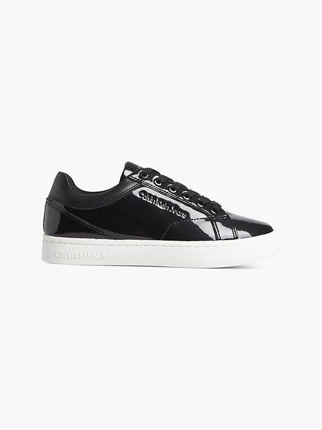 Calvin Klein USA Patent Leather Womens Sneakers Black 5743980-AL